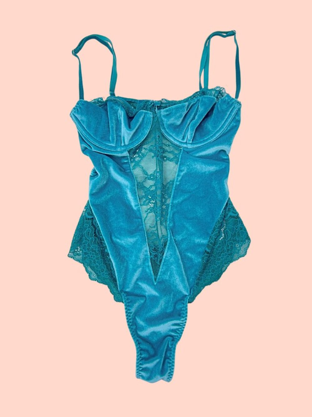 Y2K Victoria's Secret Velvet Lace Teddy Bodysuit